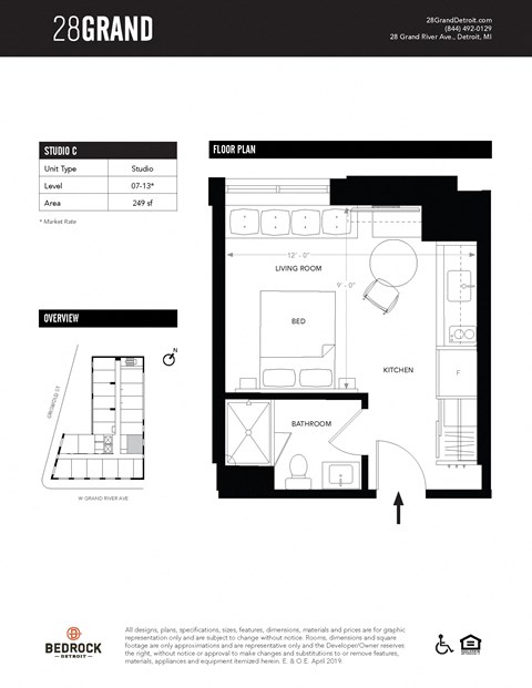 Unit C Floor Plan at 28Grand, Detroit, Michigan