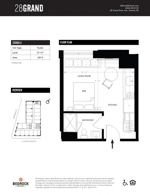 Unit C Floor Plan at 28Grand, Detroit, 48226