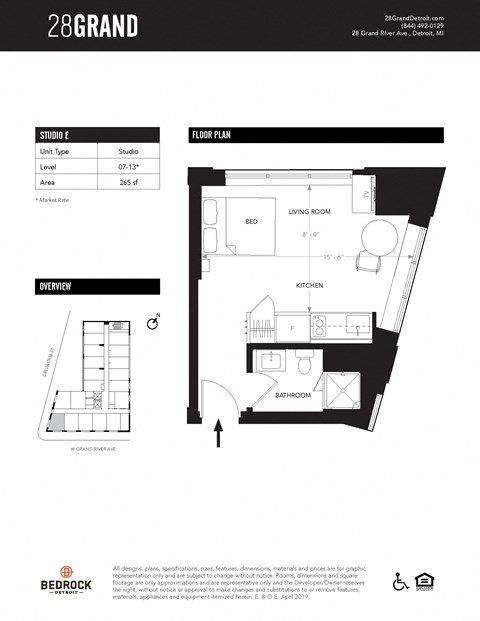 Unit E Floor Plan at 28Grand, Detroit