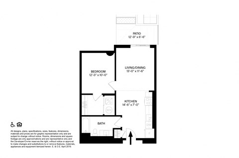 1 Bed 1 Bath B2 Floor Plan at The May, Cleveland, OH, 44114