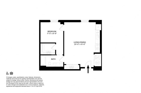 1 Bedroom 1 Bathroom C9 Floorplan at The May, Cleveland, OH, 44114