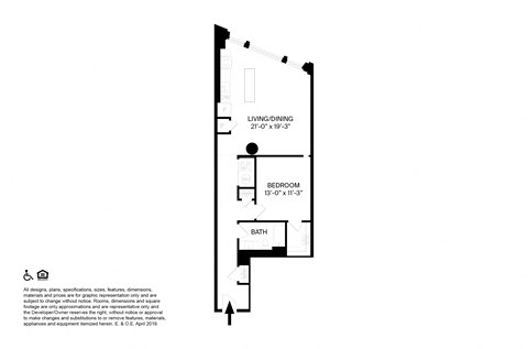 1 Bedroom 1 Bathroom F2 Floor plan at The May, Cleveland, OH, 44114