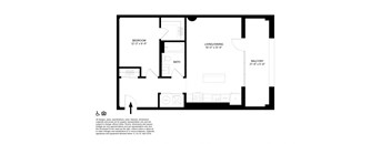 1 Bedroom 1 Bathroom H Floor plan at The May, Cleveland, OH, 44114