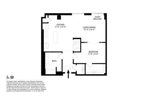 1 Bedroom 1 Bathroom L Floor plan at The May, Cleveland, OH, 44114