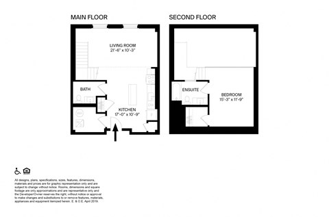 1 Bedroom 1.5 Bathroom Loft B Floor plan at The May, Cleveland, OH, 44114