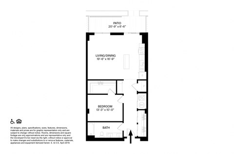 1 Bedroom 1 Bathroom M Floor plan at The May, Cleveland, OH, 44114