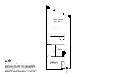 1 Bedroom 1 Bathroom N Floor plan at The May, Cleveland, OH, 44114