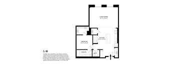 1 Bedroom 1.5 Bathroom Q Floor plan at The May, Cleveland, OH, 44114