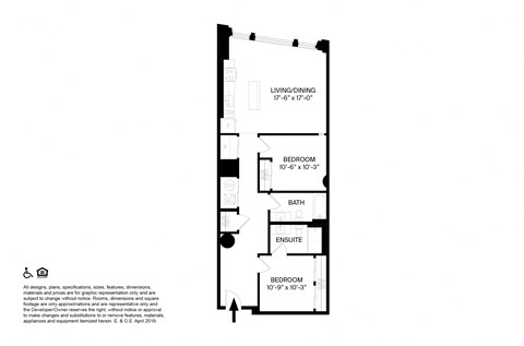 2 Bedroom 2 Bathroom T3 Floor plan at The May, Cleveland, OH, 44114