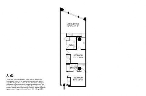 2 Bedroom 2 Bathroom T4 Floor plan at The May, Cleveland, OH, 44114
