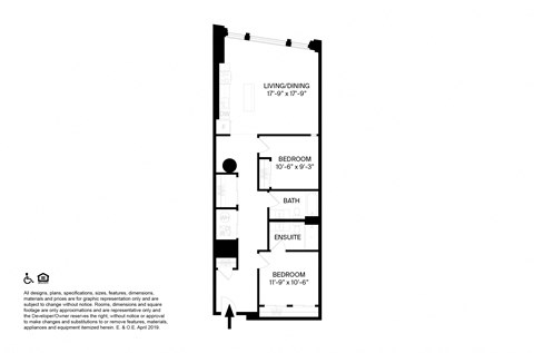 2 Bedroom 2 Bathroom T5 Floor plan at The May, Cleveland, OH, 44114