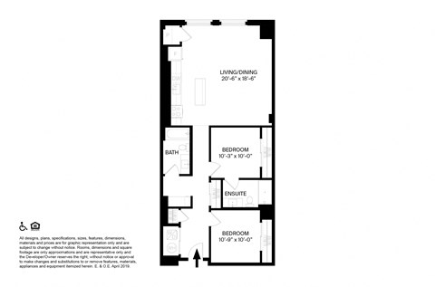 2 Bedroom 2 Bathroom U Floor plan at The May, Cleveland, OH, 44114