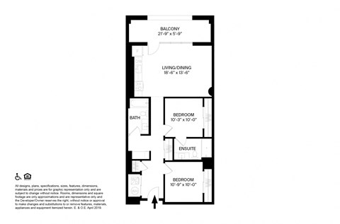 2 Bedroom 2 Bathroom U2 Floor plan at The May, Cleveland, OH, 44114