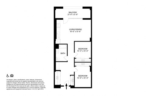 2 Bedroom 2 Bathroom U9 Floor plan at The May, Cleveland, OH, 44114