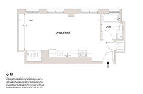C Studio Floor Plan at Book Tower, Detroit, MI, 48226
