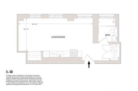 C2 Studio Floorplan at Book Tower, Detroit, MI, 48226