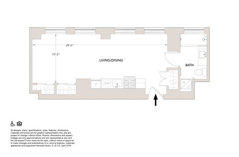 D Studio Floor Plan at Book Tower, Detroit, MI, 48226