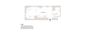 D2 Studio Floor Plan at Book Tower, Detroit, MI, 48226