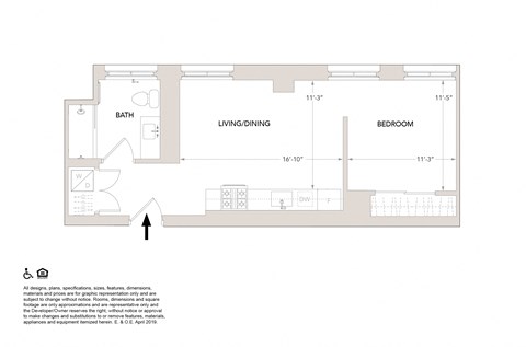 E Floor Plan at Book Tower, Detroit, MI, 48226