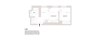 F One Bedroom Floor Plan at Book Tower, Detroit, MI, 48226