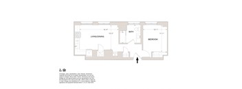 H One Bedroom Floor Plan at Book Tower, Detroit, MI, 48226