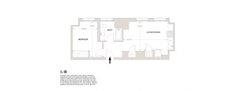 H2 One Bedroom Floor Plan at Book Tower, Detroit, MI, 48226