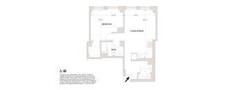 Q One Bedroom Floor Plan at Book Tower, Detroit, MI, 48226