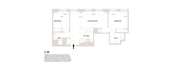 S2- 2 Bedroom 1.5 Bathrooms Floor Plan at Book Tower, Detroit, MI, 48226