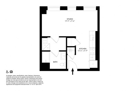 Unit B Studio Floor Plan at The Press/321, Michigan, 48226
