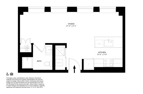 Unit C Studio Floor Plan at The Press/321, Michigan, 48226