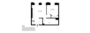 Unit F2- One Bedroom Floor Plan at The Press/321, Michigan, 48226