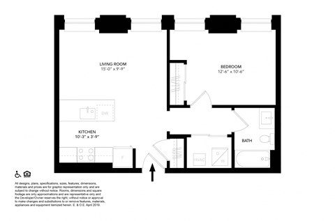 Unit G- One Bedroom Floor Plan at The Press/321, Michigan, 48226
