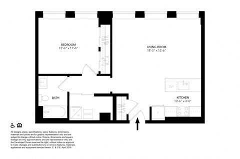 Unit G2- One Bedroom Floor Plan at The Press/321, Michigan, 48226
