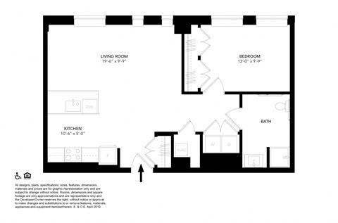 Unit J ADA- One Bedroom Floor Plan at The Press/321, Michigan, 48226