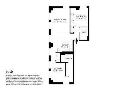 Unit K- Two Bedroom Two Bathroom Floor Plan at The Press/321, Michigan, 48226