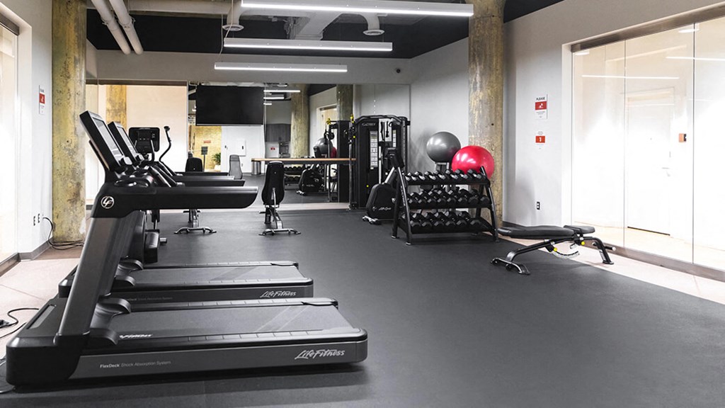 Fitness room at The Assembly, Detroit, Michigan