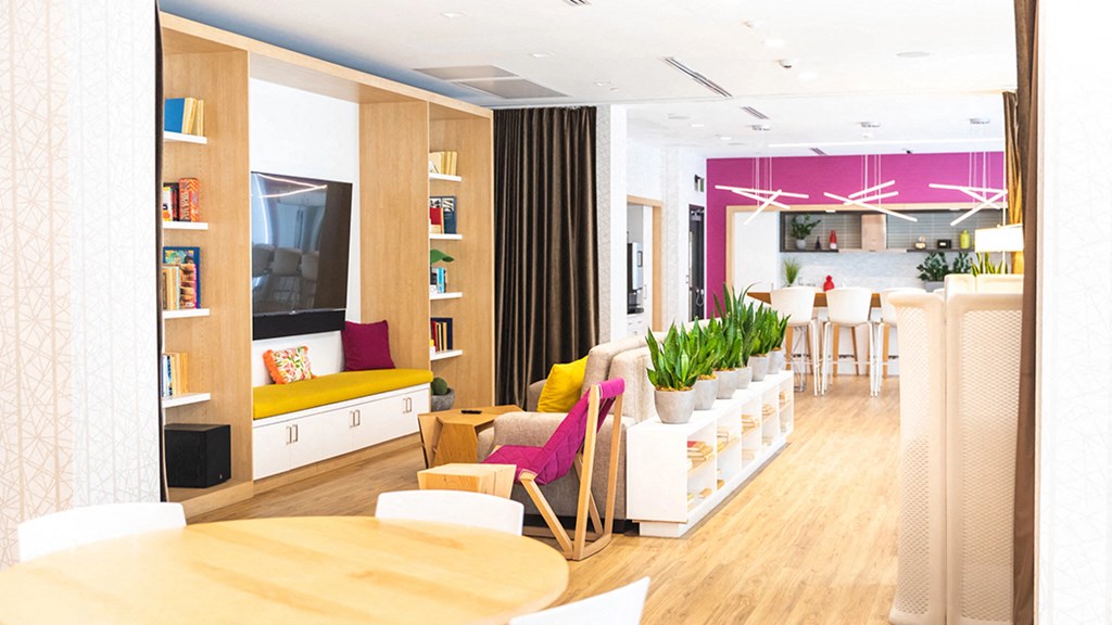 Living Area With Kitchen View at 28Grand, Michigan