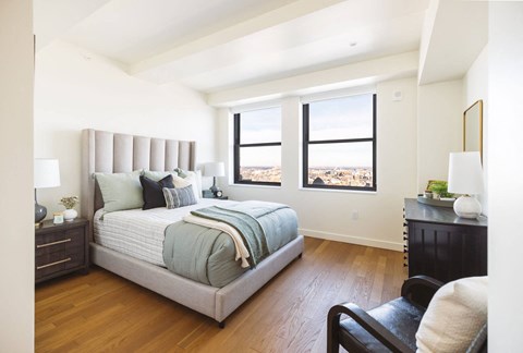 Two bedroom penthouse bedroom with city views at Book Tower, Michigan, 48226