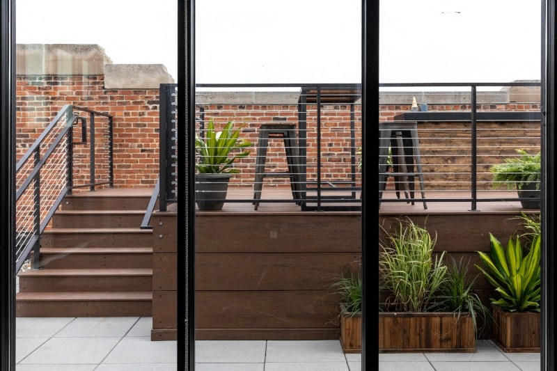 Roof Terrace with Seating Area at The Assembly, Detroit, MI