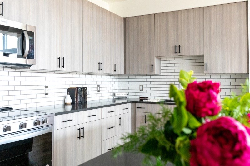 Kitchen Cabinets with Appliances at The Assembly, Detroit, MI