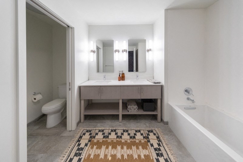 Bathroom with a Separate Toilet and Sink at The Assembly, Detroit, MI