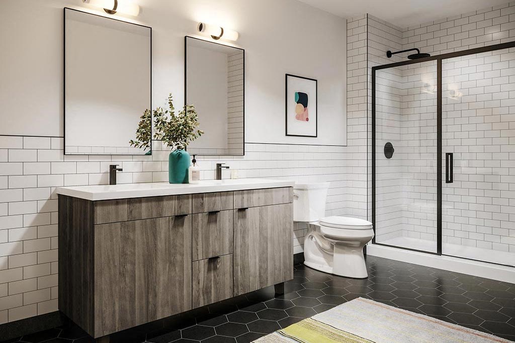 Spa inspired bathroom at The May.