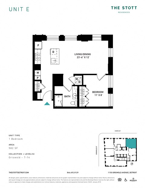 E Floor Plan at The Stott, Detroit, MI