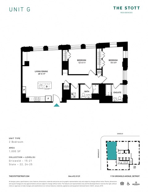 G Floor Plan at The Stott, Detroit, Michigan