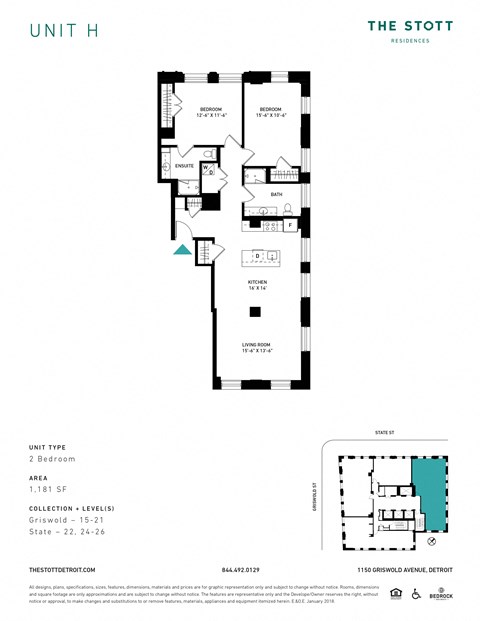 H Floor Plan at The Stott, Detroit