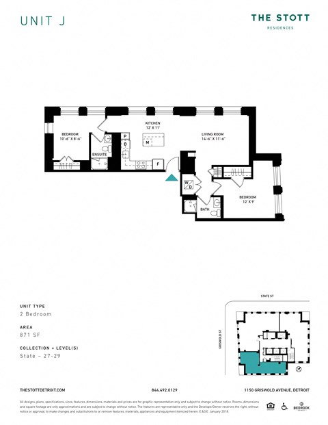 J Floor Plan at The Stott, Michigan