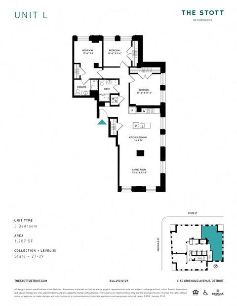 L Floor Plan at The Stott, Detroit, MI