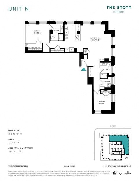 N Floor Plan at The Stott, Detroit, MI, 48226