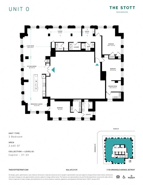O Floor Plan at The Stott, Detroit, Michigan