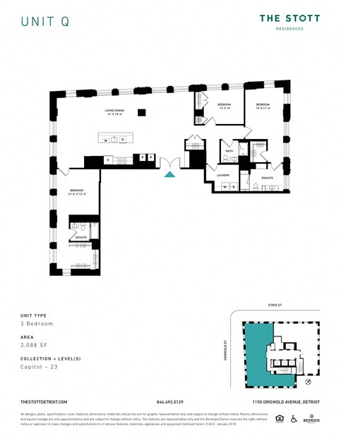 Q Floor Plan at The Stott, Detroit